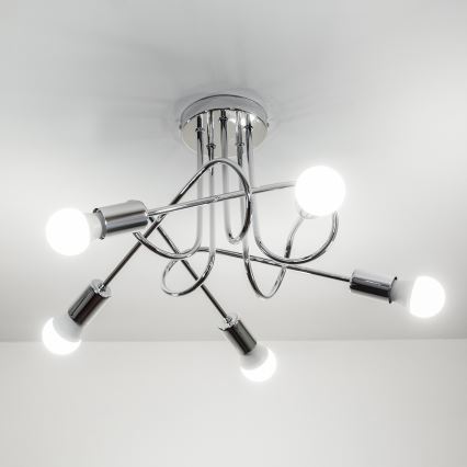 Плафонен полилей OXFORD 5xE27/15W/230V лъскав хром