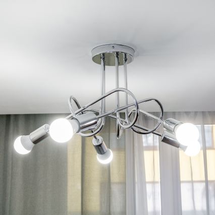 Плафонен полилей OXFORD 5xE27/15W/230V лъскав хром