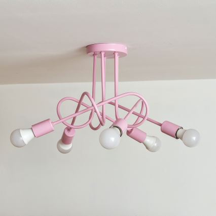 Плафонен полилей OXFORD 5xE27/15W/230V, розов