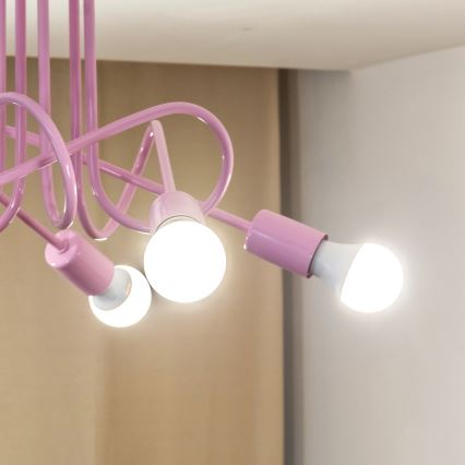 Плафонен полилей OXFORD 5xE27/15W/230V, розов