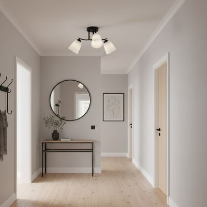 Плафонен полилей PAFOS 3xE27/15W/230V черен