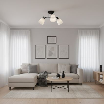 Плафонен полилей PAFOS 3xE27/15W/230V черен