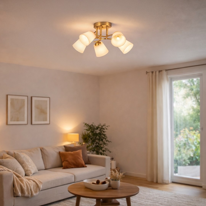 Плафонен полилей PAFOS 5xE27/15W/230V, златен