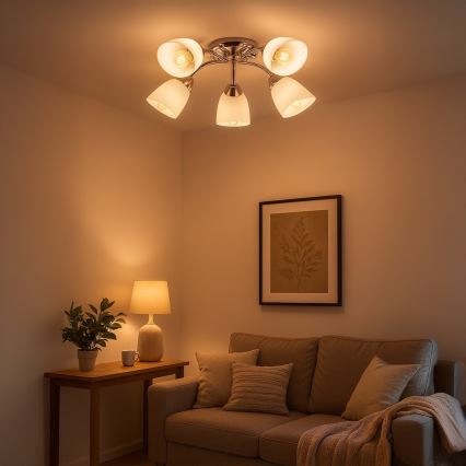 Плафонен полилей PORTOS 5xE14/10W/230V лъскав хром