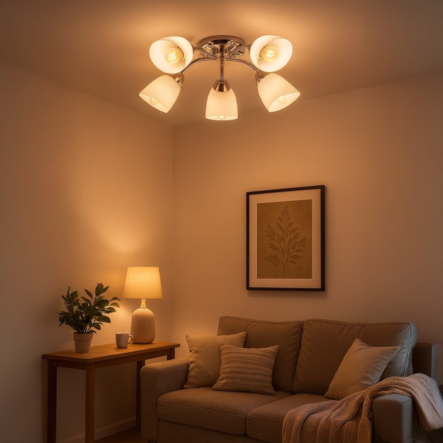 Плафонен полилей PORTOS 5xE14/10W/230V лъскав хром