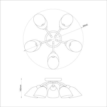Плафонен полилей PORTOS 5xE14/10W/230V лъскав хром