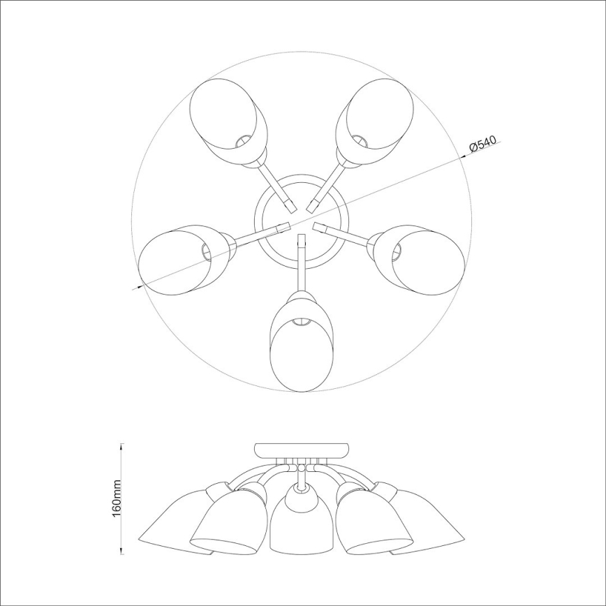 Плафонен полилей PORTOS 5xE14/10W/230V лъскав хром