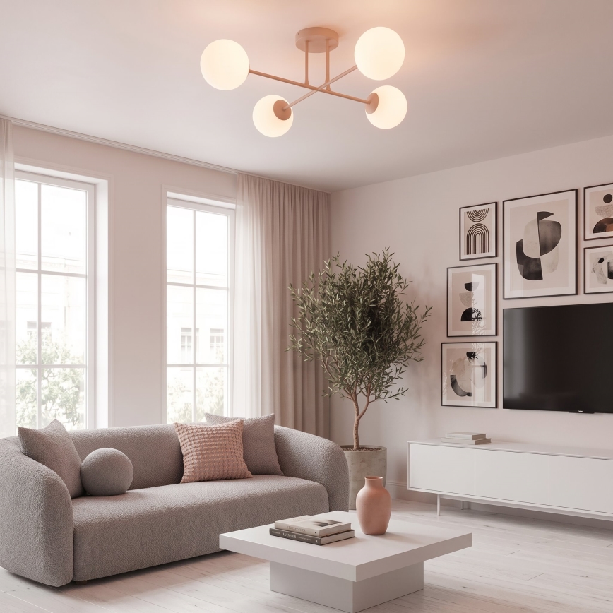 Плафонен полилей ROMA 4xE14/10W/230V розов
