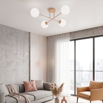 Плафонен полилей ROMA 4xE14/10W/230V розов