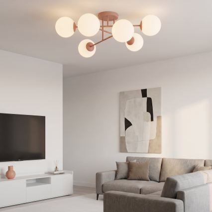 Плафонен полилей ROMA 6xE14/10W/230V розов