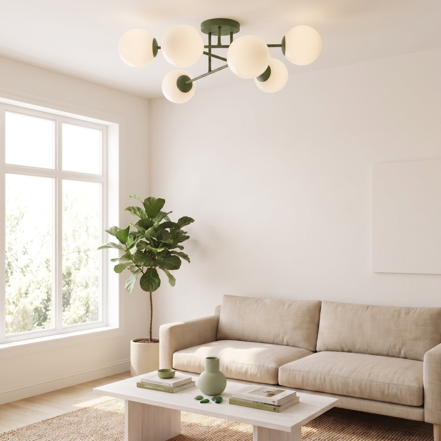 Плафонен полилей ROMA 6xE14/10W/230V зелен