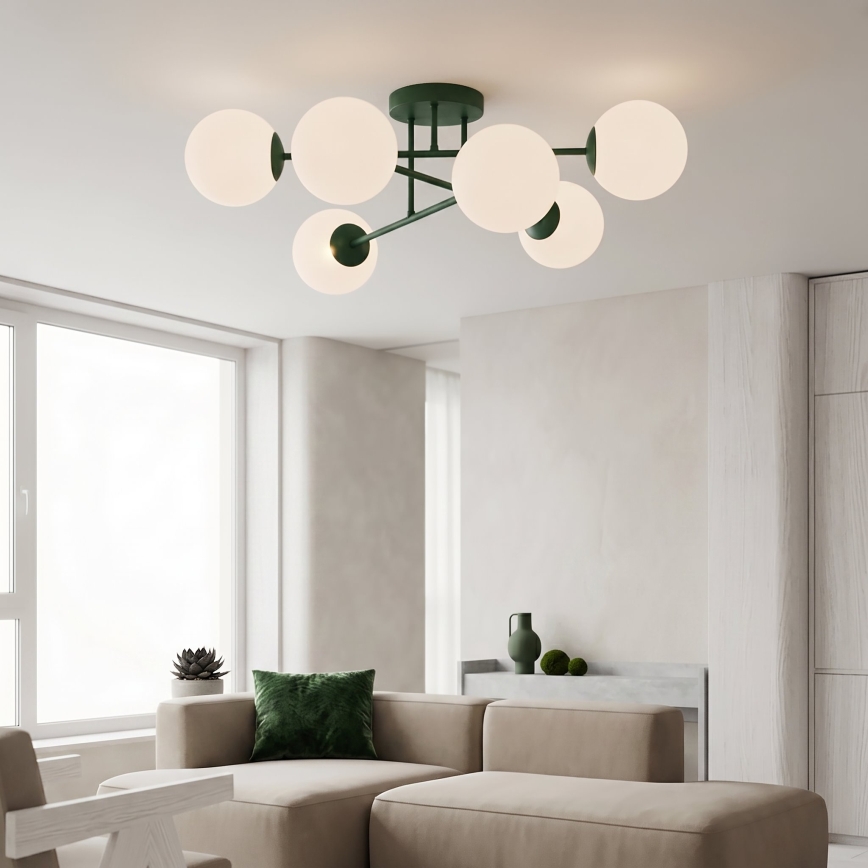 Плафонен полилей ROMA 6xE14/10W/230V зелен