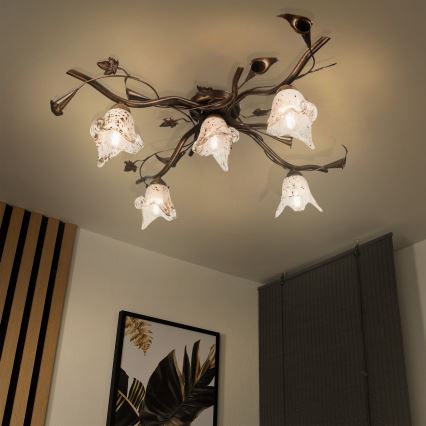 Плафонен полилей ROZETA 5xE14/40W/230V бронзов