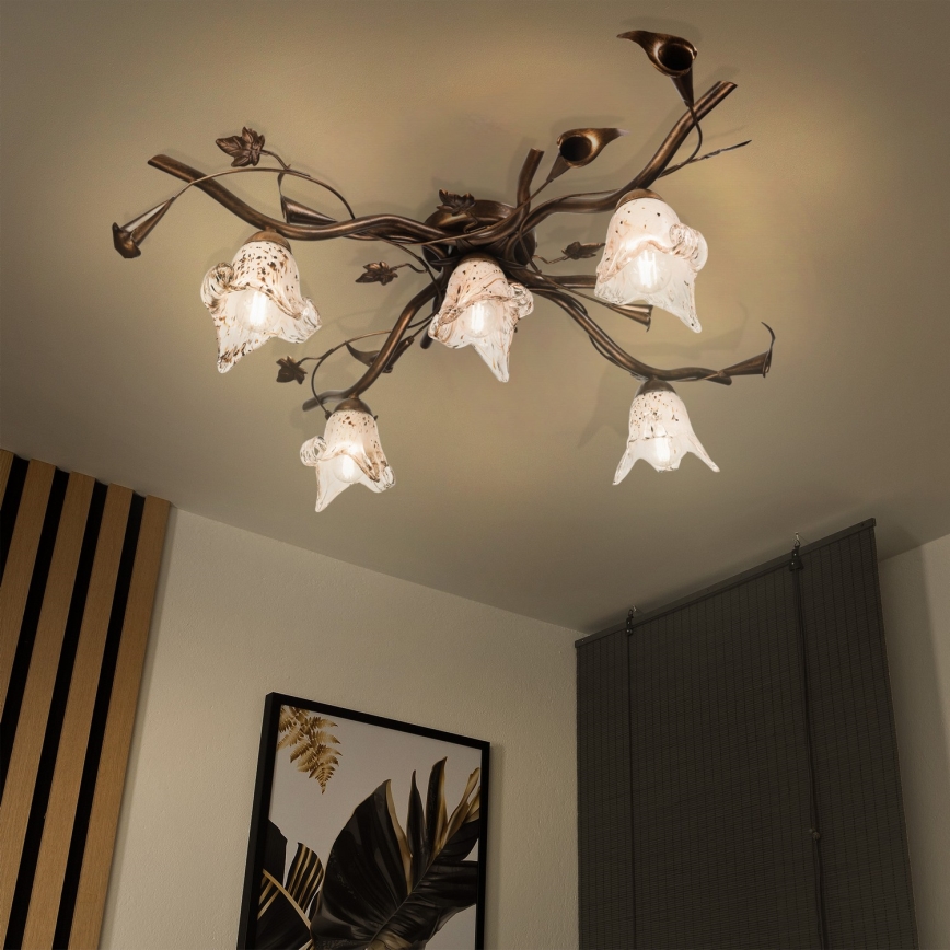 Плафонен полилей ROZETA 5xE14/40W/230V бронзов