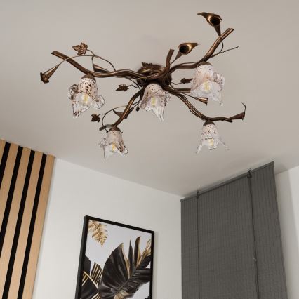 Плафонен полилей ROZETA 5xE14/40W/230V бронзов