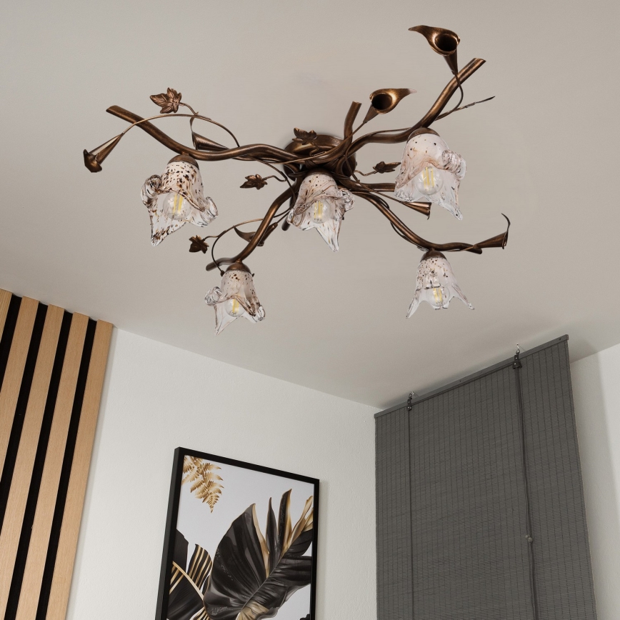 Плафонен полилей ROZETA 5xE14/40W/230V бронзов