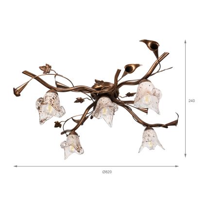 Плафонен полилей ROZETA 5xE14/40W/230V бронзов
