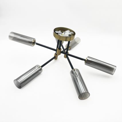 Плафонен полилей TESSA 6xG9/8W/230V месинг/димно черен