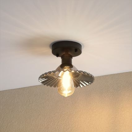 Плафонен полилей TRISH 1xE27/15W/230V черен/димчато черен