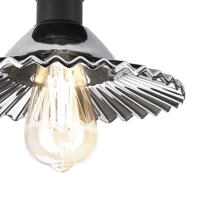 Плафонен полилей TRISH 1xE27/15W/230V черен/димчато черен