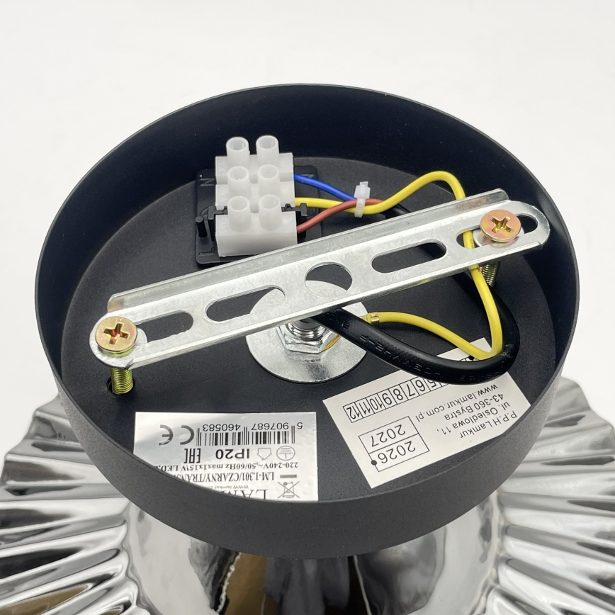 Плафонен полилей TRISH 1xE27/15W/230V черен/димчато черен