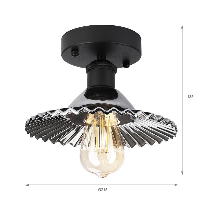 Плафонен полилей TRISH 1xE27/15W/230V черен/димчато черен