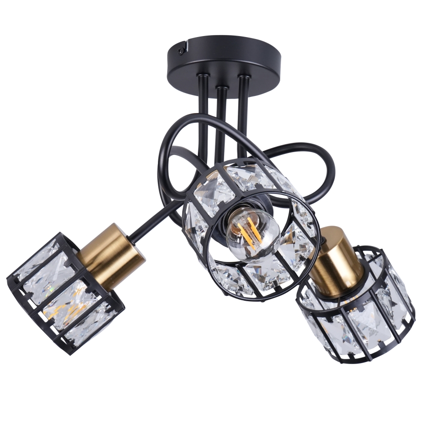 Плафонен полилей ZAHARA 3xE27/10W/230V черен