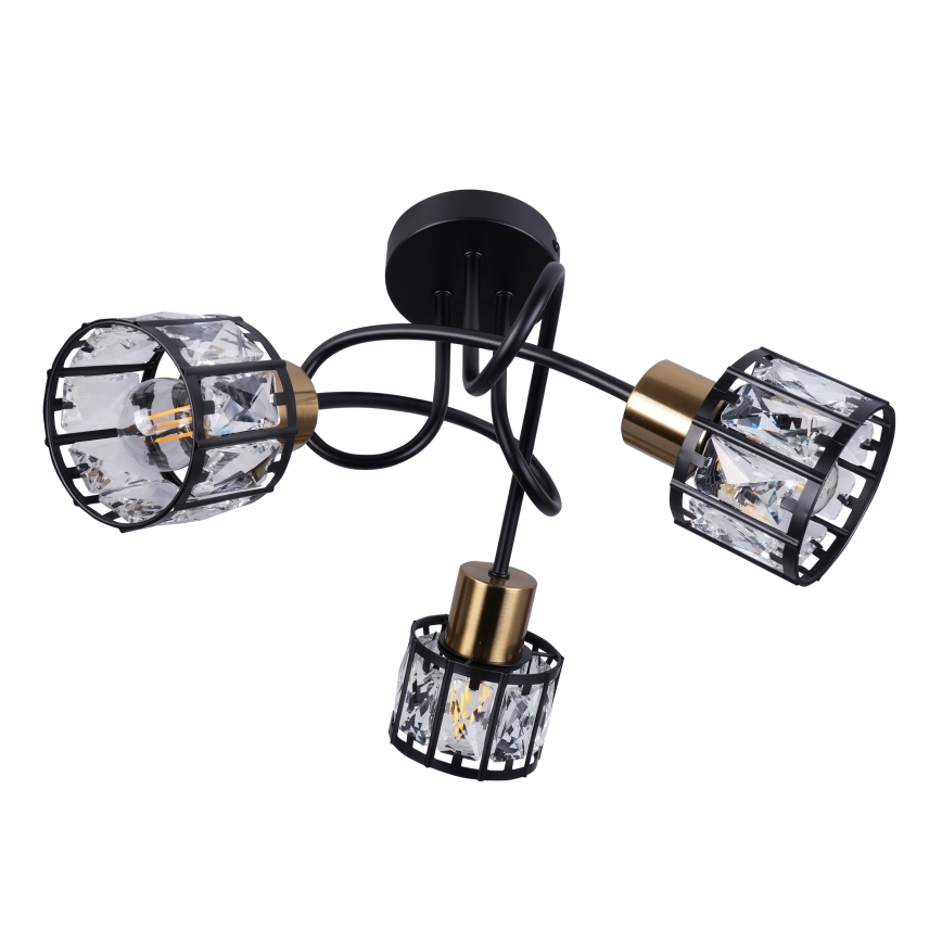 Плафонен полилей ZAHARA 3xE27/10W/230V черен
