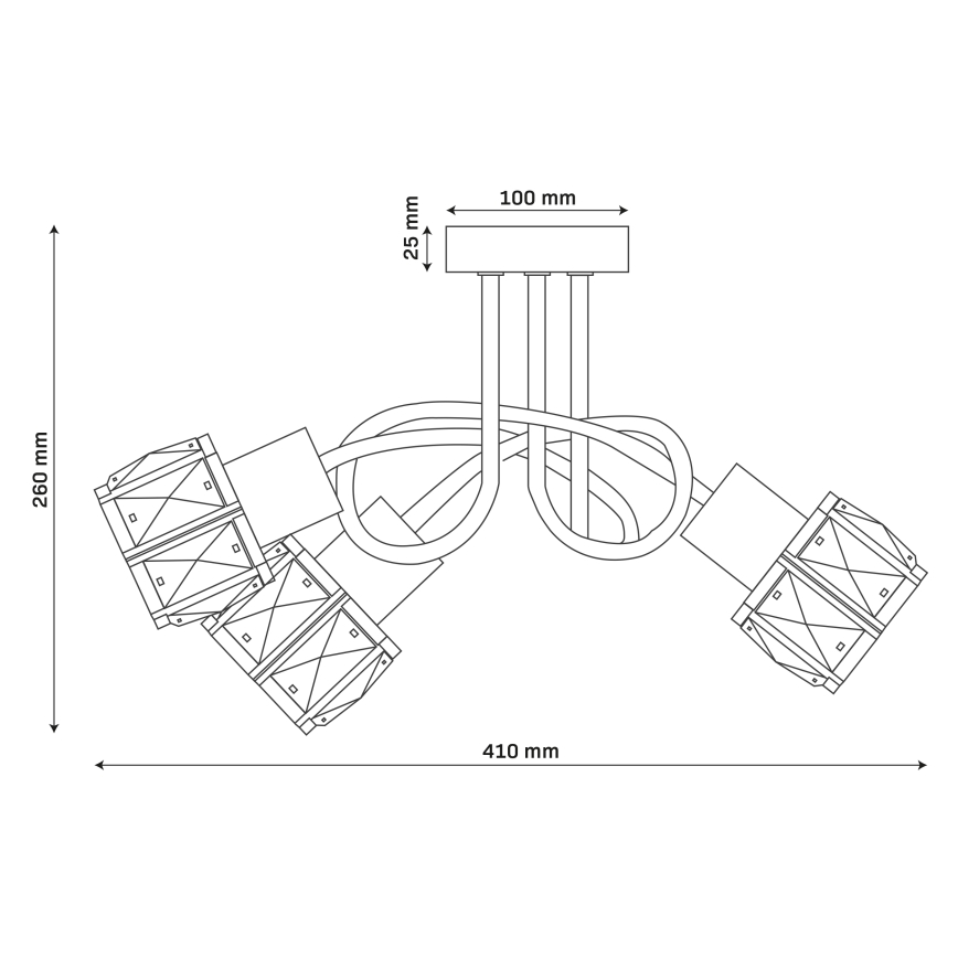 Плафонен полилей ZAHARA 3xE27/10W/230V черен
