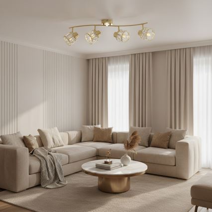 Плафонен полилей ZAHARA 4xE27/10W/230V златист