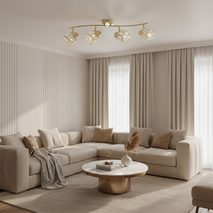 Плафонен полилей ZAHARA 4xE27/10W/230V златист