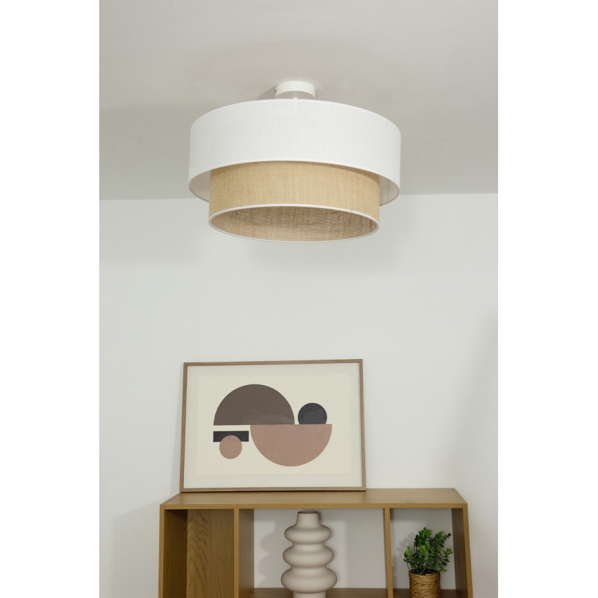 Плафониера BORHO 1xE27/60W/230V Ø 40 см бяла/юта