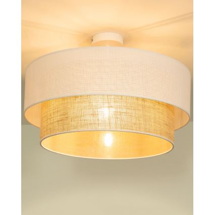 Плафониера BORHO 1xE27/60W/230V Ø 40 см бяла/юта