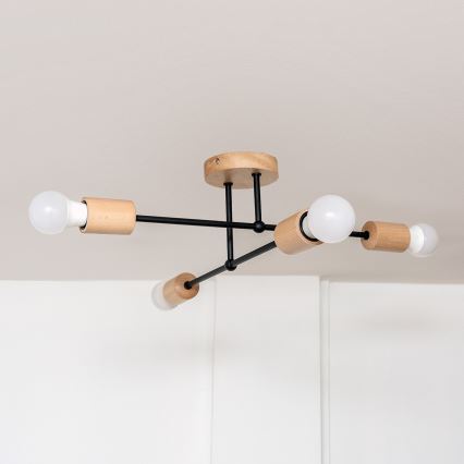 Плафониера CAMBRIDGE 4xE27/15W/230V, изработена от бор