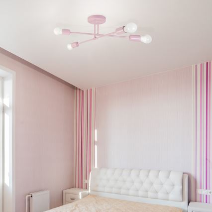 Плафониера CAMBRIDGE 4xE27/15W/230V розова