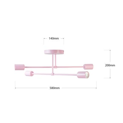 Плафониера CAMBRIDGE 4xE27/15W/230V розова
