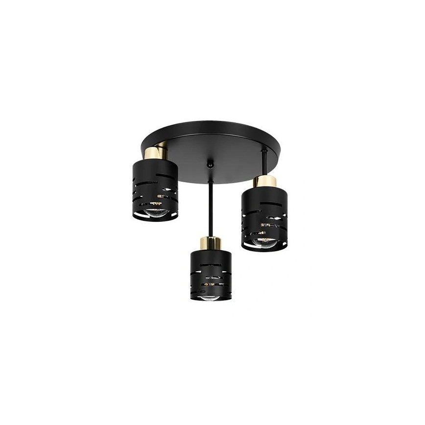 Плафониера ELEN 3xE27/35W/230V черна/златна