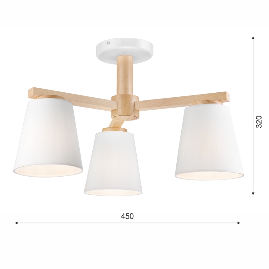 Плафон ELLIE 3xE27/60W/230V бук, монтиран на тавана