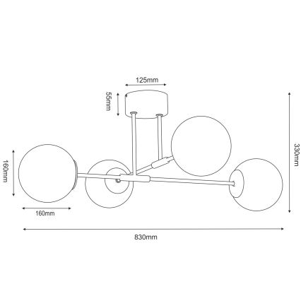 Плафониера GLAME 4xE27/15W/230V