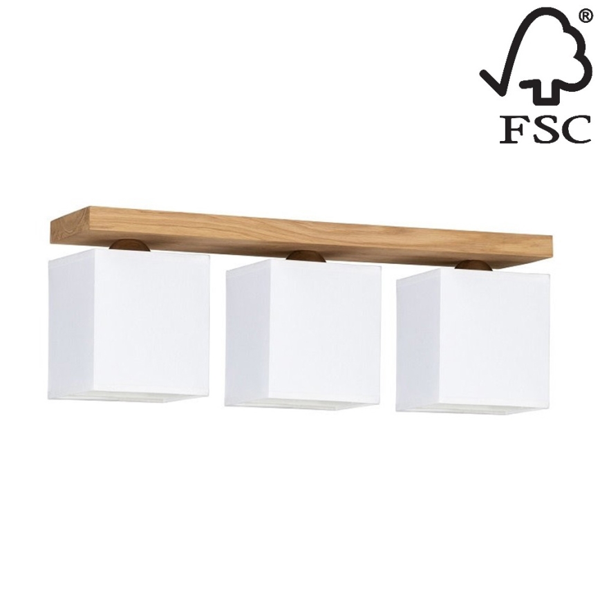 Плафониера INGER 3xE27/25W/230V дъб - FSC сертифицирана