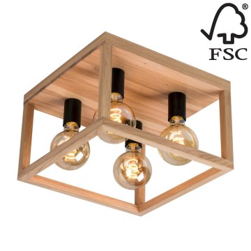Плафониера KAGO 4xE27/60W/230V матов дъб - FSC сертифицирана