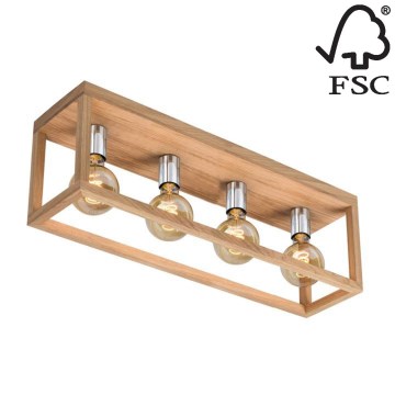 Плафониера KAGO 4xE27/60W/230V матов дъб - FSC сертифицирана
