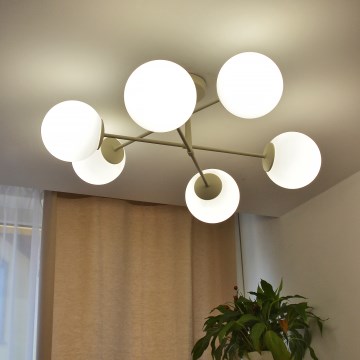 Плафониера MOON 6xE27/15W/230V кремава
