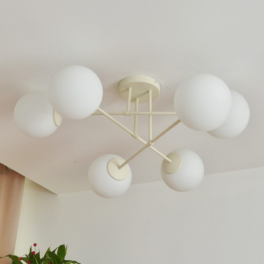 Плафониера MOON 6xE27/15W/230V кремава