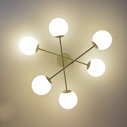 Плафониера MOON 6xE27/15W/230V кремава