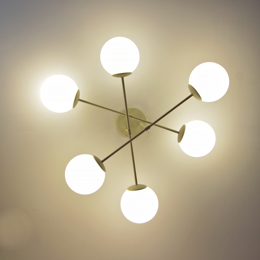 Плафониера MOON 6xE27/15W/230V кремава