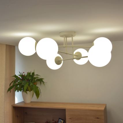 Плафониера MOON 6xE27/15W/230V кремава