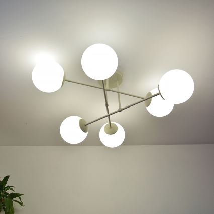 Плафониера MOON 6xE27/15W/230V кремава