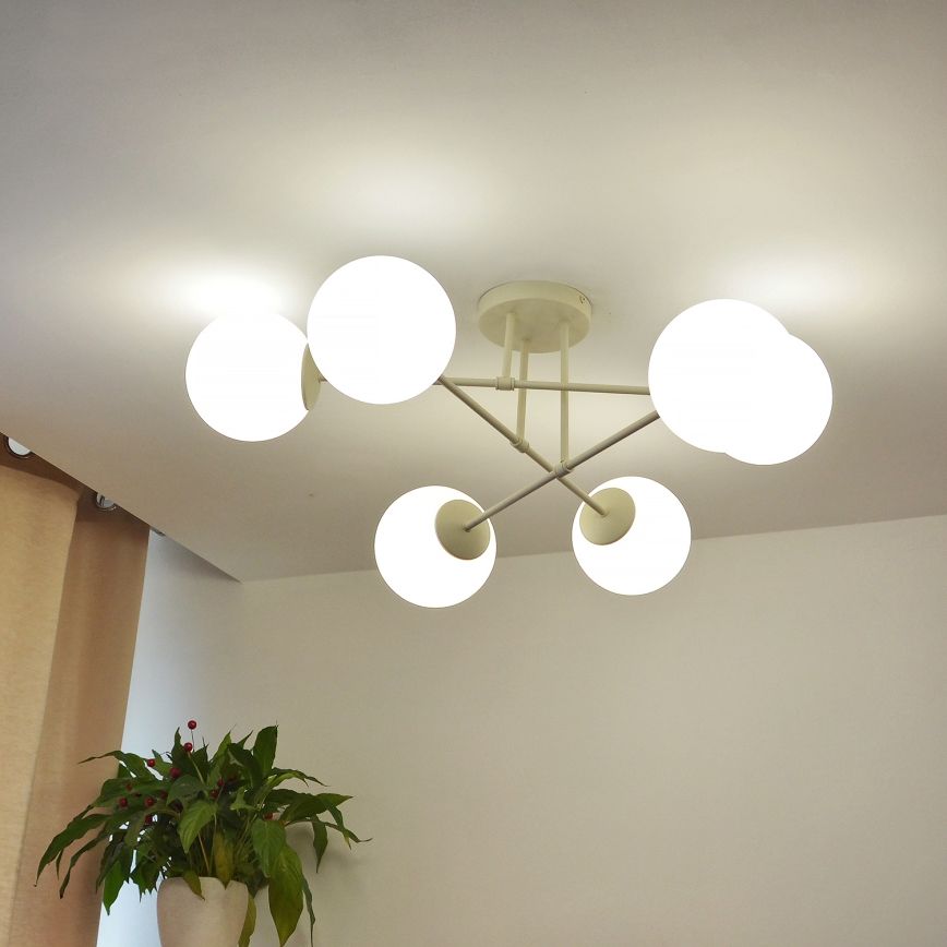 Плафониера MOON 6xE27/15W/230V кремава