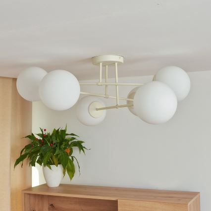 Плафониера MOON 6xE27/15W/230V кремава